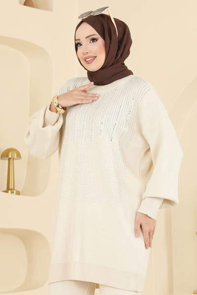 M.T. - Önü Taşlı Triko Takım 1109MT581-MS Taş - 417981