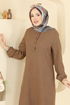 Önü Yarım Düğmeli Tunik 3080KTR750-MS Bisküvi - Thumbnail
