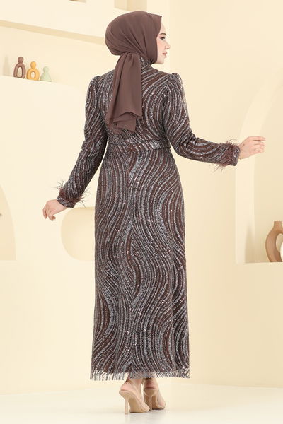 Y.G.S. - Otriş Detaylı Kalem Abiye 6539YG95-MS Acı Kahve - 359214