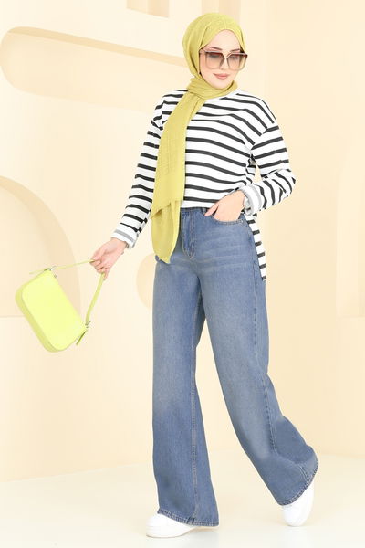 P.G.S. - Palazzo Kot Pantolon 11071PGS1067-MS Yıkamalı Kot - 382244