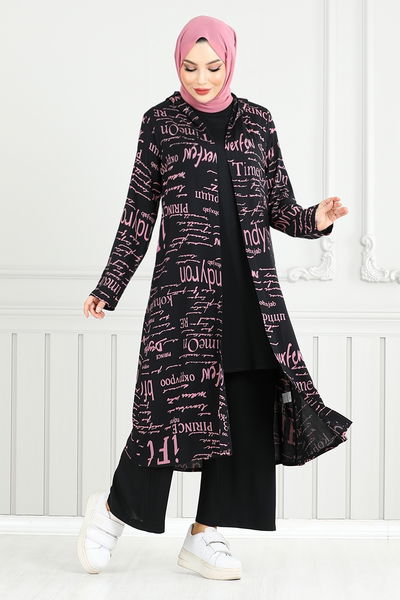 MRV B.G.S. - منقوشة الثلاثي الحجاب الجمع بين 4012 بي جي 895-م روز جاف وأسود - 352169