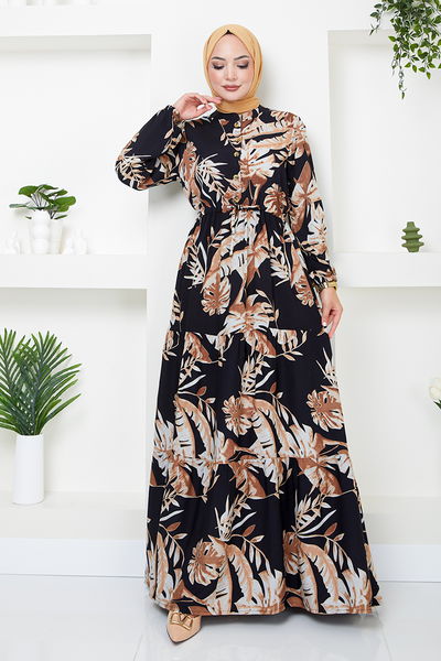 MRV B.G.S. - Patterned Viscose Dress 2351BGS895-M Black - 344329