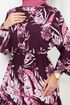 Patterned Viscose Dress 2351BGS895-M Damson - Thumbnail