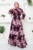 MRV B.G.S. - Patterned Viscose Dress 2351BGS895-M Damson
