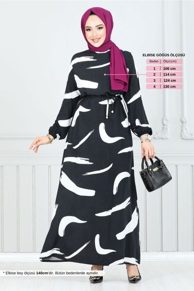 MRV O.Z.R. - Patterned Viscose Dress 800OZR1047-M Black - 351275