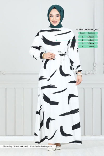 MRV O.Z.R. - Patterned Viscose Dress 800OZR1047-M Ecru - 351274