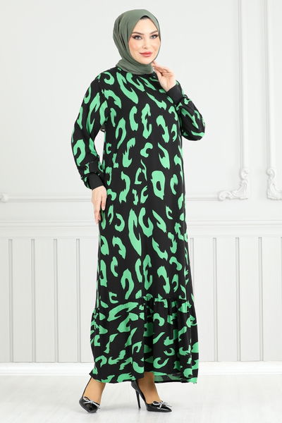 MRV O.Z.R. - Patterned Viscose Dress 820OZR1047-M Green - 352086