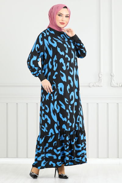 MRV O.Z.R. - Patterned Viscose Dress 820OZR1047-M Indigo - 352090