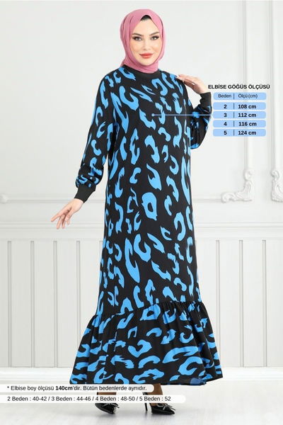 MRV O.Z.R. - Patterned Viscose Dress 820OZR1047-M Indigo - 352956