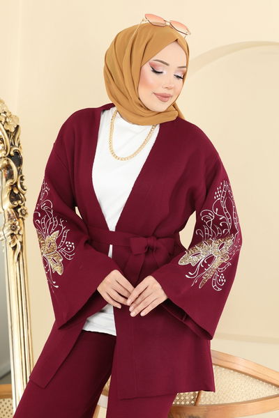 M.T. - Payet Detaylı İkili Takım 1300MT581-MS Bordo - 411130