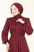 Payet Detaylı Şifon Abiye 2819ELC1143-MS Bordo - Thumbnail