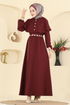 Pelerin Detaylı Dabıl Elbise 875ART1138-MS Bordo - Thumbnail