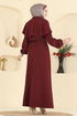 Pelerin Detaylı Dabıl Elbise 875ART1138-MS Bordo - Thumbnail