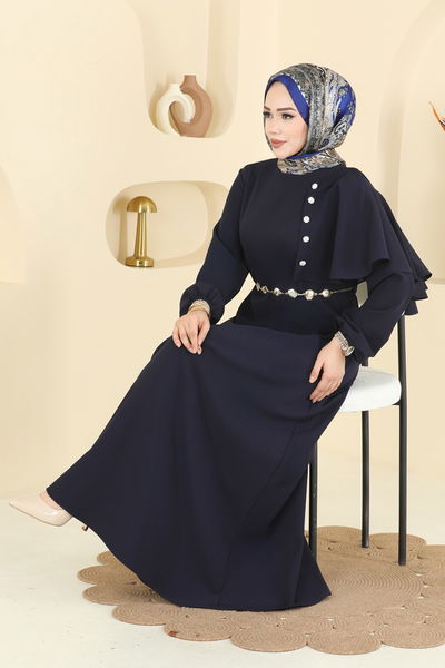 A.R.T. - Pelerin Detaylı Dabıl Elbise 875ART1138-MS Laci - 423211