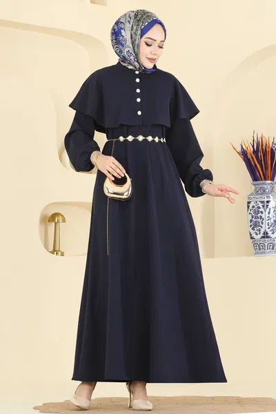 A.R.T. - Pelerin Detaylı Dabıl Elbise 875ART1138-MS Laci - 423212