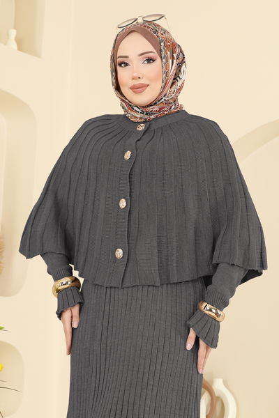 B.R.Z - Pelerin Detaylı Elbiseli Takım 4478BRZ597-MS Antrasit - 416712