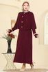 Pelerin Detaylı Elbiseli Takım 4478BRZ597-MS Bordo - Thumbnail