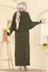 Pelerin Detaylı Elbiseli Takım 4478BRZ597-MS Haki - Thumbnail
