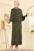 Pelerin Detaylı Elbiseli Takım 4478BRZ597-MS Haki - Thumbnail