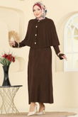 B.R.Z - Pelerin Detaylı Elbiseli Takım 4478BRZ597-MS Kahve