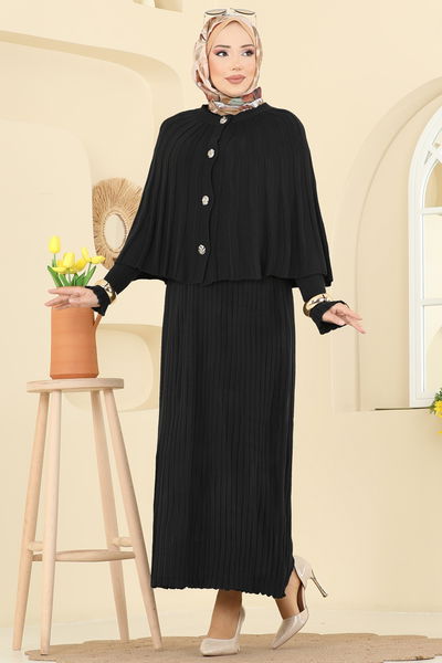 B.R.Z - Pelerin Detaylı Elbiseli Takım 4478BRZ597-MS Siyah - 416726