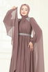 Pelerinli Şifon Abiye 7101AB368-MS Pudra Vizyon - Thumbnail