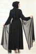 Pelerinli Şifon Abiye 7101AB368-MS Siyah - Thumbnail