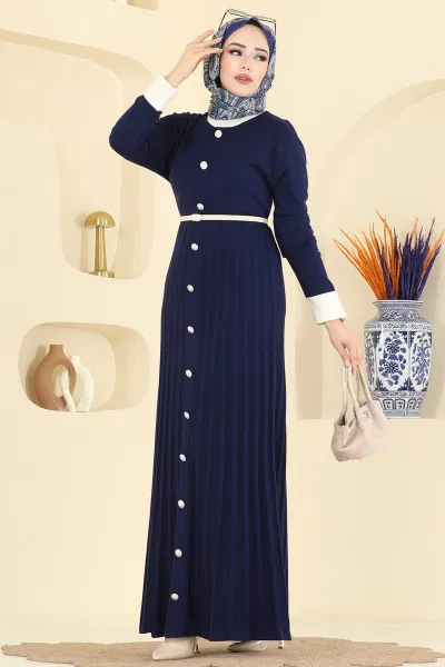 M.T. - Pile Detaylı Triko Elbise 1357MT581-MS Laci