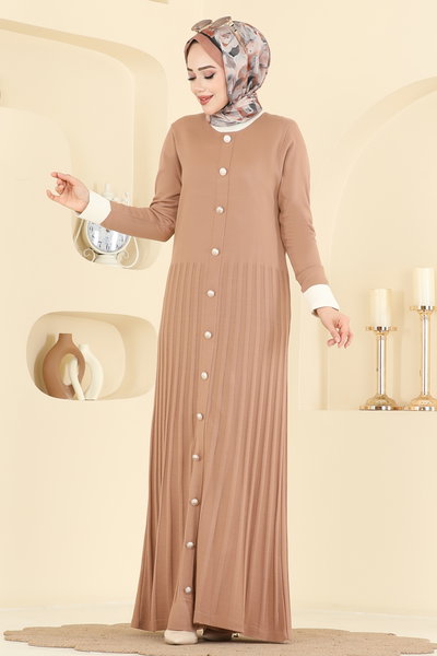 M.T. - Pile Detaylı Triko Elbise 1357MT581-MS Vizyon - 421781