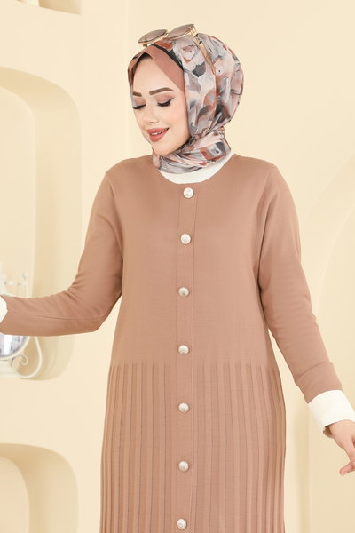 M.T. - Pile Detaylı Triko Elbise 1357MT581-MS Vizyon - 421783