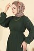 Pilise Detay Kemerli Elbise 2340MSZ1172-MS Haki - Thumbnail