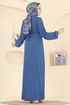 Pilise Detay Kemerli Elbise 2340MSZ1172-MS İndigo - Thumbnail