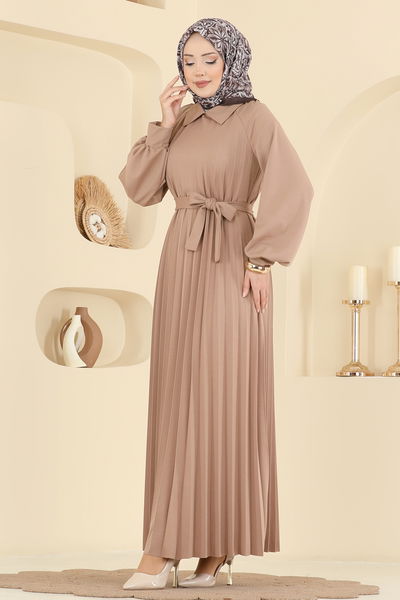 E.D.F. - Pilise Detay Kuşaklı Elbise 5733EDF311-MS Vizyon - 422043