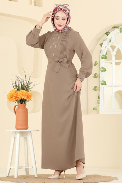 A.S.N. - Pilise Detaylı Krep Elbise 309ASN888-MS Vizyon - 411774