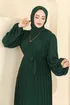 Piliseli Kuşaklı Şifon Abiye 5751EDF311-MS Zümrüt - Thumbnail