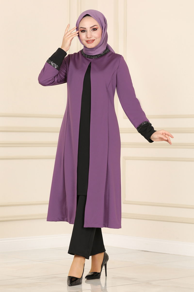 Pul Detay İkili Takım 2550ASMK1074-MS Lila&Siyah