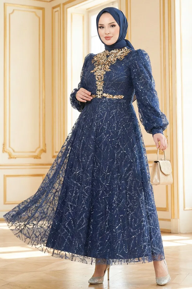 Pul Detaylı Tül Abiye 5738EDF311-MS Laci