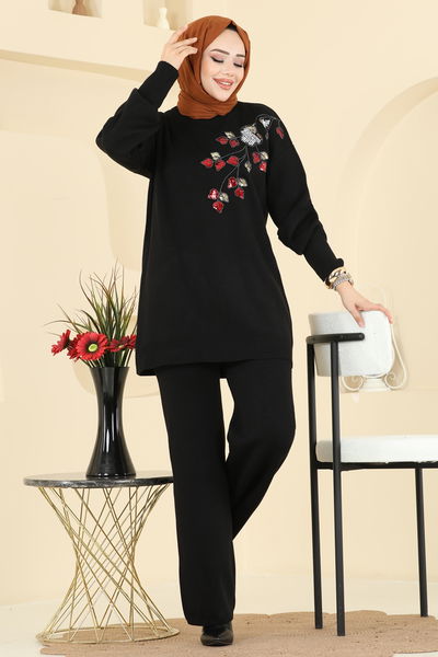 M.T. - Pul İşlemeli Triko Takım 1101MT581-MS Siyah - 410642