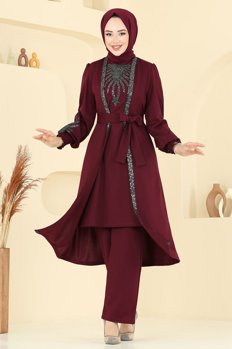 Pul Payet Detay Takım ASM2805-MS Bordo