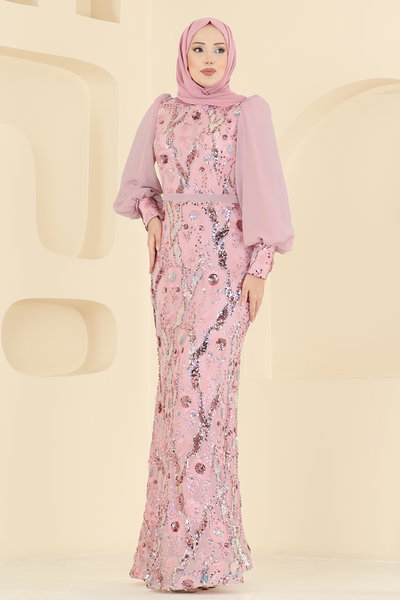 E.L.C.K. - Pul Payet Detaylı Abiye 2847ELCK1161-MS Pudra - 420109