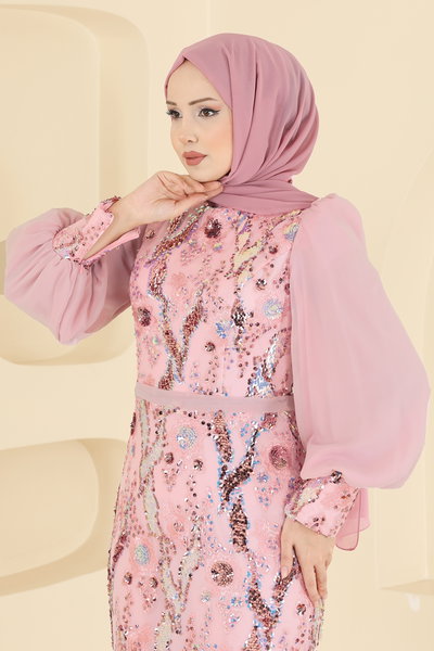 E.L.C.K. - Pul Payet Detaylı Abiye 2847ELCK1161-MS Pudra - 420110