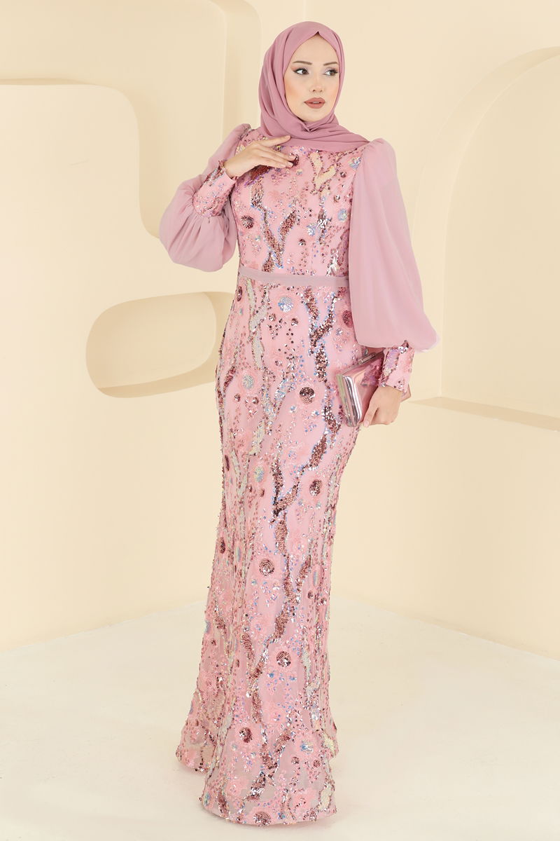Pul Payet Detaylı Abiye 2847ELCK1161-MS Pudra