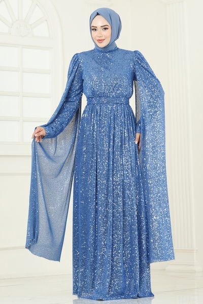 E.D.F. - Pul Payet Detaylı Abiye 5698EDF311-MS Mavi - 386318