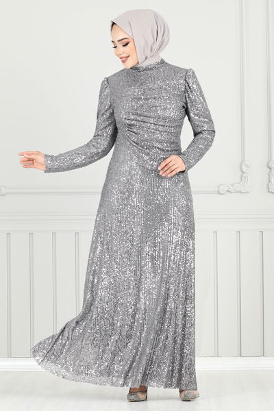 MRV Y.G.S. - Pul Payet İşlemeli Abiye 4028YGS898-M Gri - 354970