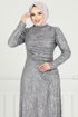 Pul Payet İşlemeli Abiye 4028YGS898-M Gri - Thumbnail