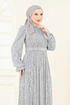 Pul Payet İşlemeli Abiye 5680EDF311-MS Gümüş - Thumbnail