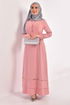 Pullu Ferace Elbise Koyu Pudra ASM2579 - Thumbnail