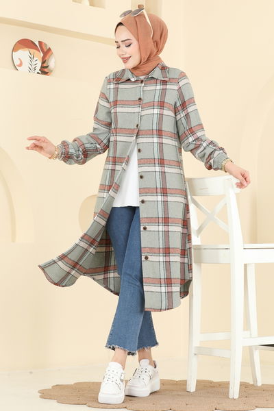 K.T.R. - Renkli Desenli Ekose Tunik 3070KTR750-MS Açık Mint - 418607