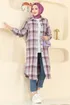 Renkli Desenli Ekose Tunik 3070KTR750-MS Lila - Thumbnail