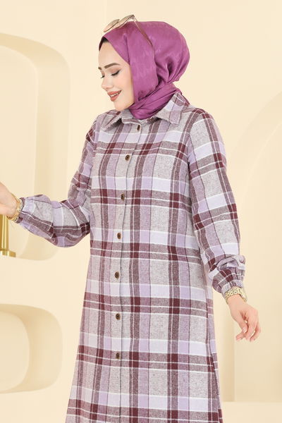 K.T.R. - Renkli Desenli Ekose Tunik 3070KTR750-MS Lila - 418628